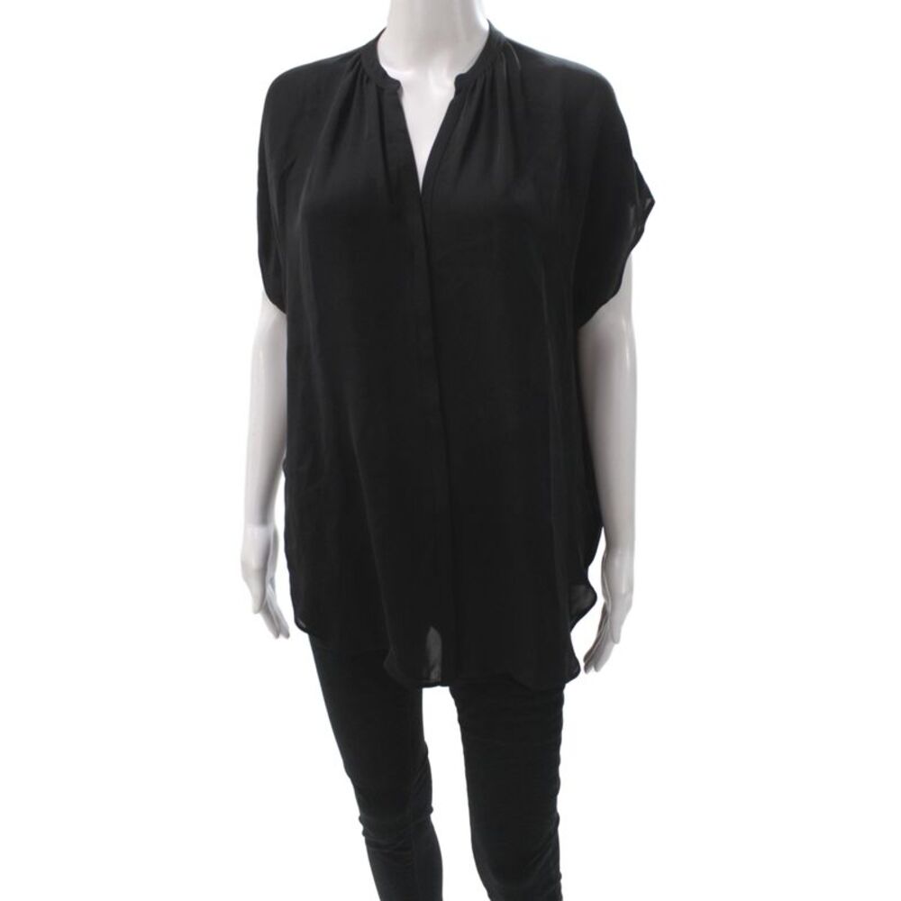 Vince Women Silk V-Neck Sleeveless Basic Blouse Black Size S
